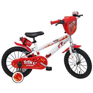 A.T.L.A.S. Teen Monster Kinderfiets voor jongens, 35 cm, wit en rood, 14