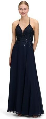 Vera Mont Robe de soirée pour femme, Bleu nuit, 36