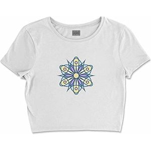 Bona Basics, Basic T-shirt met digitale print voor dames, 100% katoen, wit, casual, maat: XL, wit, XL korte taille, Wit
