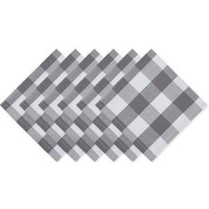 DII Buffalo Check Collection Classic Farmhouse servetten, 50 x 50 cm, grijs/wit, 6 stuks