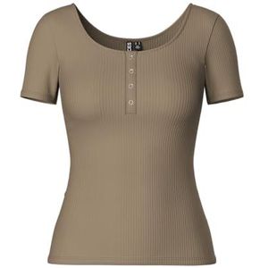 Pieces Pckitte SS Top Noos BC T-shirt voor dames, fossiel, S, Fossil