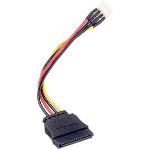 Delock 3 x SATA voedingskabel 15 pin > Floppy 4-pins stekker 15 cm zwart rood geel 15 cm