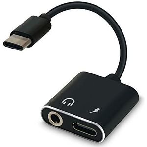 Waytex 11680 USB-C-naar-jackstekker voor hoofdtelefoon en USB-C-adapter voor het opladen van je mobiele telefoon of tablet
