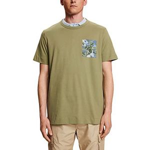 ESPRIT Collection T-shirt en jersey imprimé poitrine 100% coton, Kaki clair, XS