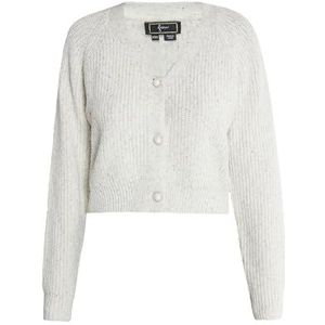 faina Cardigan pour femme, Laine blanche mélangée argent, M-L