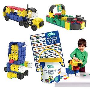 Clics Bouwspeelgoed voor kinderen vanaf 3 jaar, creatief educatief speelgoed in een 275-delige set, bouwblokken voor meisjes en jongens, Montessori STEM-speelgoed, duurzaam speelgoed
