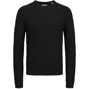 JACK & JONES Jjelewis gebreide herentrui met ronde hals, zwart., XS