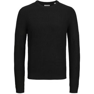 Jack & Jones Jjelewis gebreide herentrui met ronde hals, zwart.