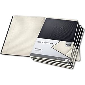 SIGEL Co801 notitieblokken, ca. A4, 21,1 x 29,7 cm, gelinieerd, hardcover, zwart, conceptum