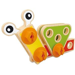 Hape Speelgoed houten bouwset – 42 stuks, meerkleurig, om te monteren met plezier �– schroeven, plaat, gereedschap, wielen – houten spel voor kinderen vanaf 3 jaar