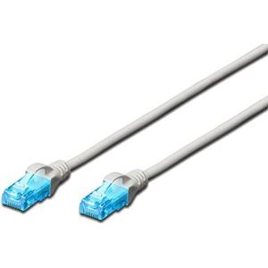 DIGITUS Cat 5e LAN-kabel, 10 m, CCA netwerkkabel met RJ45, U/UTP, niet afgeschermd, compatibel met Cat-6 en Cat-5, grijs