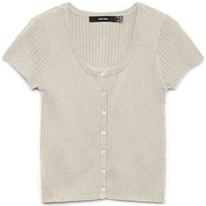VERO MODA Vmgold Rib Ss Débardeur à col rond pour femme, Bouleau, S