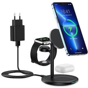 Draadloze oplader 3-in-1, inductief laadstation, compatibel met iPhone 14/14 Pro/14 Pro Max, iPhone 14/13/12 serie, draadloze oplader voor Apple Watch Ultra/8/7/6/5/3/2, AirPods