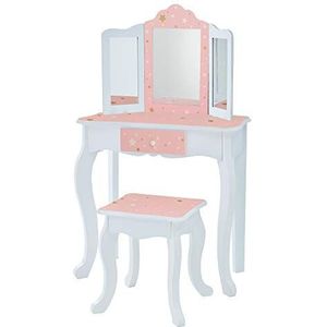Teamson Kids Glinsterende print van hout, wit met roze en gouden sterrenaccenten, eenheidsmaat