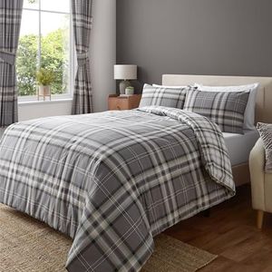 Catherine Lansfield Kelso Beddengoedset voor tweepersoonsbed, onderhoudsvriendelijk, antraciet