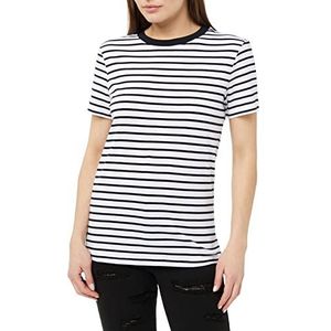 Bestseller A/S Slfmyessential Ss Stripe O-Neck Tee Noos T-shirt voor dames, Zwart gestreept: wit glanzend
