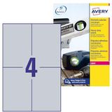 Avery Zweckform L6134-20 labeltype (A4, 80 etiketten, weerbestendig, scheurvast, 105 x 148 mm) 20 vellen, zilver