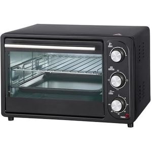Elektrische oven voor het koken en verwarmen van levensmiddelen, elektrische oven met regelbare thermostaat, 23 x 16 x 27 cm, 16 l, 1200 W, zwart