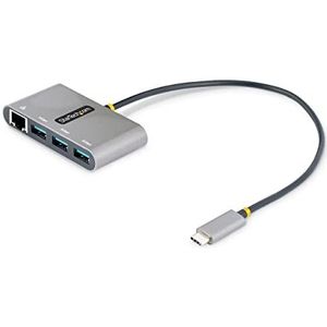 StarTech.com USB-C hub met 3 poorten met Ethernet - 3 x USB-A - USB 3.0 5 Gbps - Busvoeding - Thunderbolt 3 USB-hub - USB-C naar USB-A adapter/splitter - reisadapter (HB30C3A1GEA2)