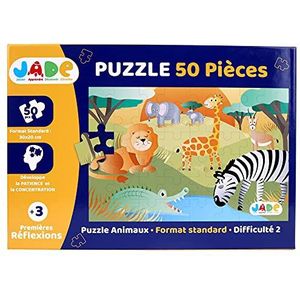 J.A.D.E - Puzzel dieren van de jungle, educatief spel, eerste reflexen, 053316-50 stukjes, karton, Frans design, spel voor kinderen, puzzel voor kinderen, 30 cm x 20 cm, vanaf 3 jaar