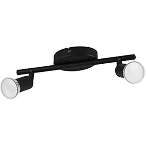 EGLO Buzz-LED, led-plafondlamp, 2 lichtpunten, metalen plafondspot, woonkamerlamp in zwart, keukenlamp, LED-spots met GU10-fitting, lengte 28,5 cm