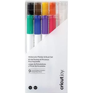 Cricut Watercolor Marker & Brush Set | 8 markers, 1 waterborstel | Maak een aquarelmeesterwerk met je Joy-machine, Multi, 9-delig