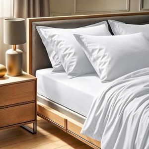 Drap ajusté simple en coton renforcé de qualité supérieure (90 x 200 + 30 cm), 100% coton, 145 fils, blanc - Lavable en machine à 30 °C - Doux et durable pour le confort