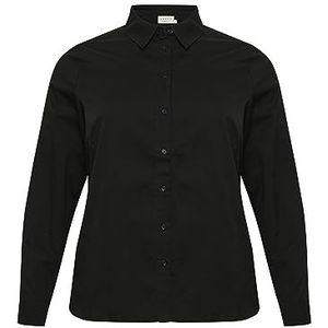 Kaffe Curve Plus-Size Women's Shirt Button Up Regular Fit Long Sleeves Femme, Black Deep, 42 Grande taille