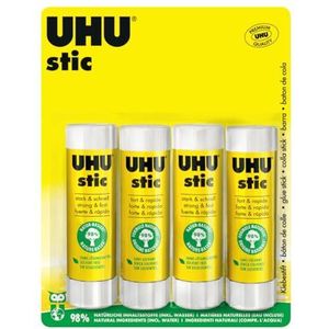 UHU Stic lijmstift zonder oplosmiddel, wit, 4 stuks van 40 g