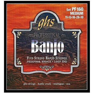 GHS Banjo Phosphor Bronze PF160 Set met 5 snaren, medium
