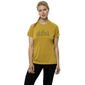 Jack Wolfskin Morobbia T-shirt voor dames, Gouden specerijen.