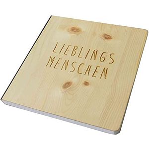 Gastenboek van hout met gegraveerde spreuk ""Lieblingsmenschen"", fotoalbum en stamboek voor verschillende gelegenheden, bestaande uit echt hout, omslag van grenenhout