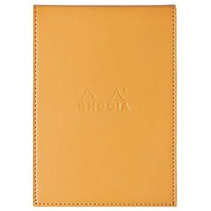 Rhodia 218138C Klembord 11,5 x 15,8 cm + metalen blok nr. 13 10,5 x 14,8 cm, 80 pagina's afneembaar, gestreept, Clairefontaine papier wit 80 g/m², penhouder, kunstleer oranje