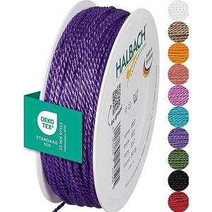 Halbach Premium zijden lint 2mm breed 50m lang - satijnen koord glanzend - cadeaulint deco - lila