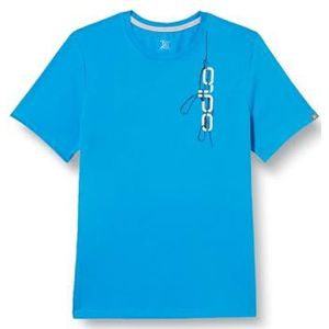 Odlo T-shirt met ronde hals, S/S, Nikko-logo, bedrukt, heren, Indigo Kleurrijk