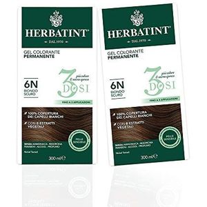 Herbatint Permanente kleurgel, 3 blikjes, 6N, donkerblond, 2 dozen (2 x 300 ml)