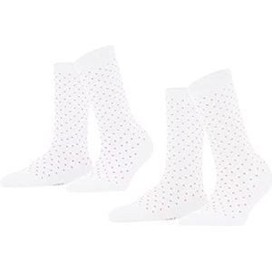 ESPRIT Fine Dot Sokken voor dames, katoen, zwart, grijs, meerdere kleuren, versterkt, fijne patronen, kleurrijke stippen, 2 paar, wit (wit 2000)