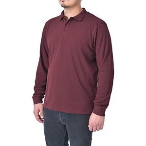 M17 Heren Classic Plain Polo Shirt Long Sleeve Cotton Tee To, Bordeauxrood, S Heren, Bordeaux rood