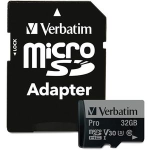 Verbatim Pro U3 microSDHC-geheugenkaart met adapter - 32 GB - zwart - voor 4K video-opname in Ultra HD - voor camera's - met UHS-specificatie klasse 3