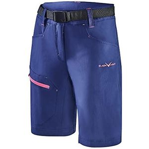 Black Crevice Trekkingshorts voor dames, wandelshorts voor dames, korte shorts, outdoorshorts voor vrouwen, waterdicht en sneldrogend, robuuste en ademende wandelshorts met zakken, Blauw/Roze