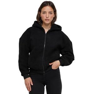 Urban Classics Oversized sherpa hoodie met rits voor dames sweatshirt met capuchon dames, zwart.
