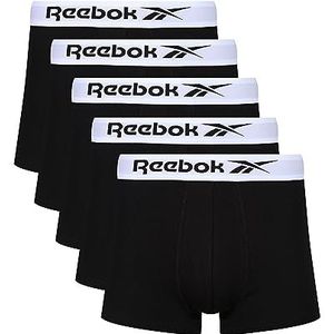Reebok Reebok boxershorts voor heren, katoen, 5 stuks, zwart, met contrasterende boxershorts voor heren, zwart.