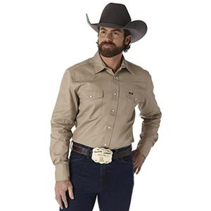 Wrangler Westernshirt met lange mouwen voor heren - Kaki, Khaki (stad)