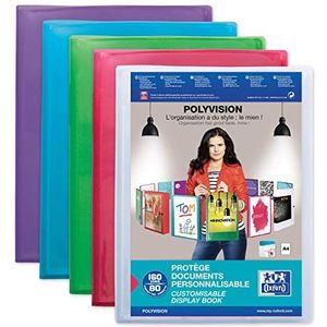 OXFORD Polyvision Documententas, A4, 160 pagina's / 80 hoesjes, envelop van polypropyleen, transparant, verschillende kleuren
