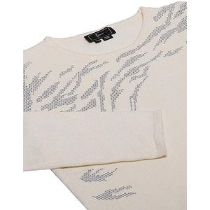 faina Pull en tricot tendance pour femme avec motif à paillettes irréguliers blanc laine Taille XS/S, Blanc cassé, XL