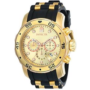 Invicta Pro Diver SCUBA Herenhorloge, kwarts, roestvrij staal, 48 mm, goud/roségoud, Riem