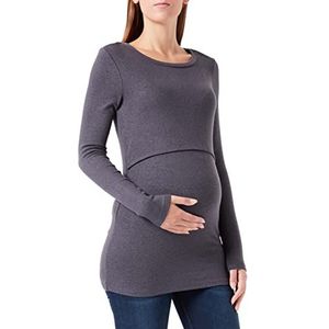 Noppies Maternity Top Plano Nursing Long Sleeve Dames T-shirt, Grijs Melange - P806, 38, Grey Melange - P806