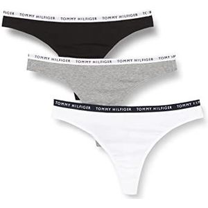 Tommy Hilfiger String 3P strings voor dames, Bruin (Medium Grijs/Wit/Zwart)