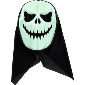 Folat 23877 Masker Glow in the Dark BoOo party, spookachtige Halloween-decoraties, thema-avond: skelet, pompoengeest, heks, meerkleurig
