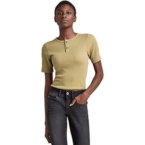 G-STAR RAW Waffle Granddad Slim T-shirt voor dames, Groen (Fresh Army Green C983-9822)